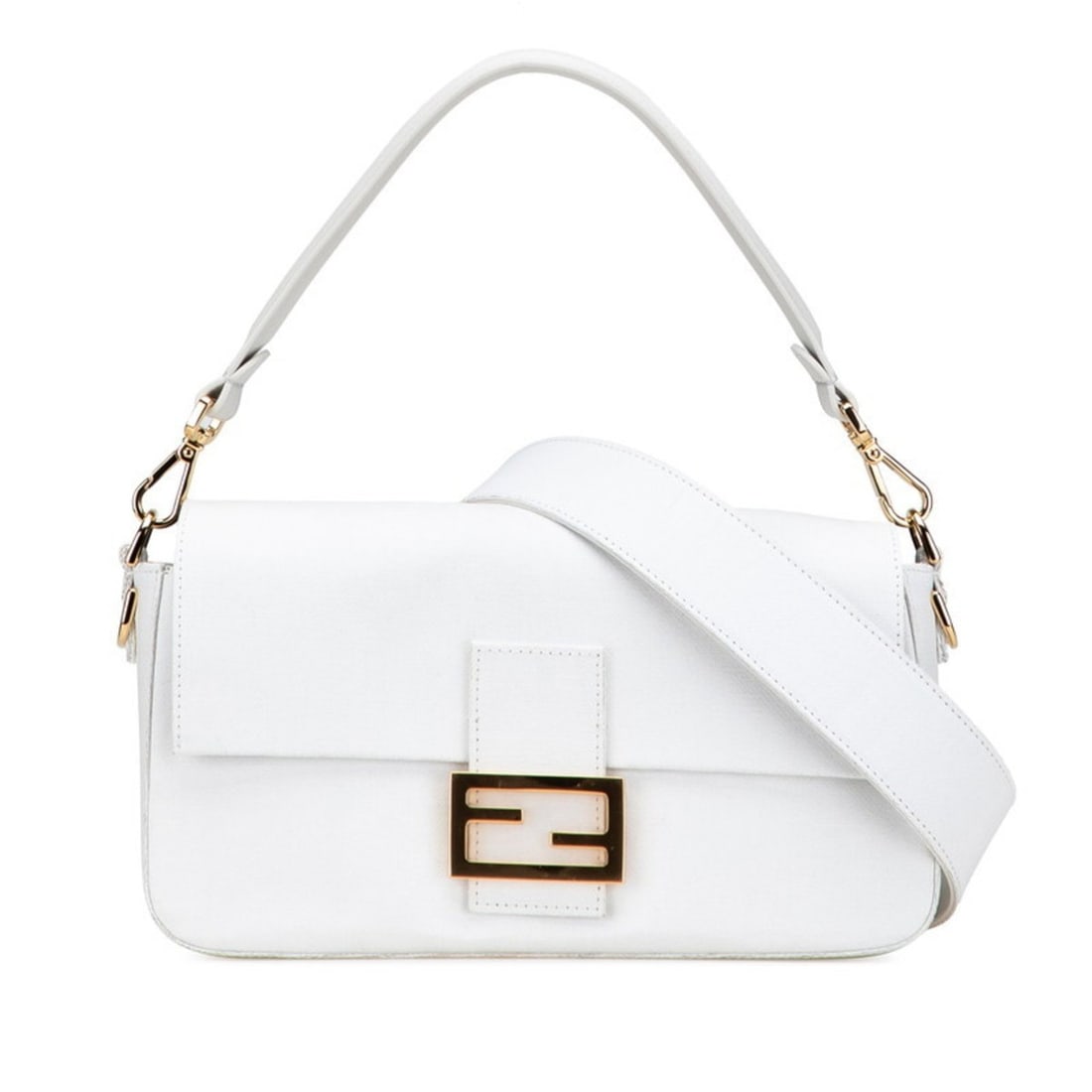 Fendi 2023 Baguette Handbag/Shoulder Bag 2WAY 8BR600 White Linen Leather Women's FENDI (1 of 12)