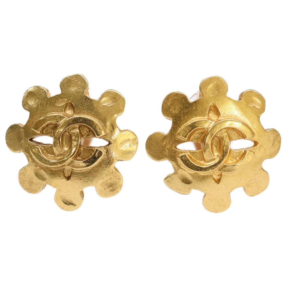 CHANEL 94P Coco Mark Earrings, Gold, Women's (1 of 9)