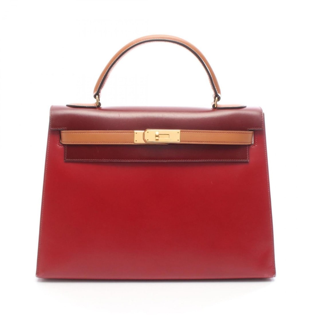 Hermes Hermès Kelly 32 Tricolore Rouge Vif H Natural Handbag Bag in Box Calf Leather (Cowhide) for (1 of 14)