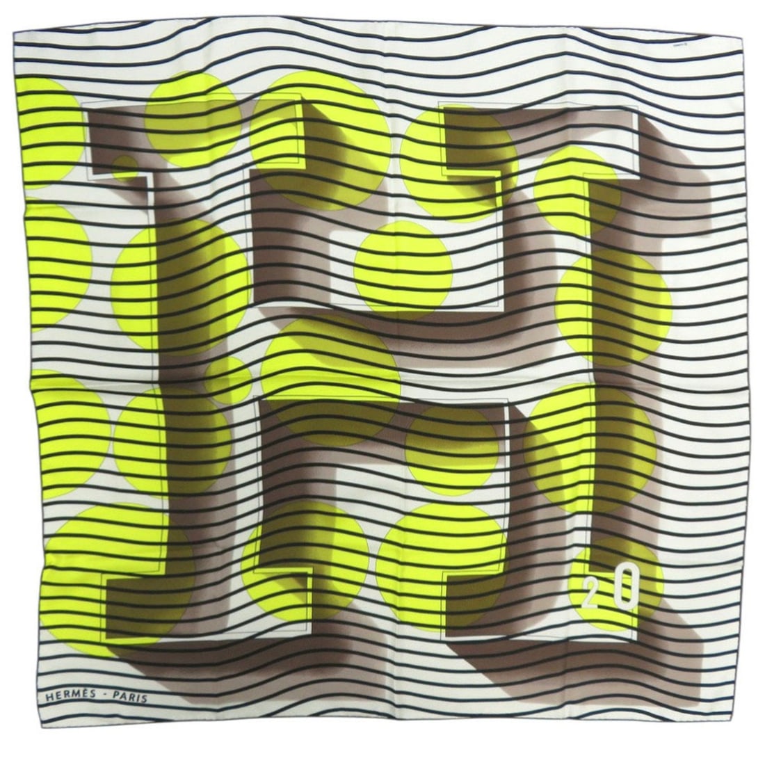Excellent condition Hermès Carré 90 H logo silk scarf/muffler in brown, black, and yellow.: --- Catalog ---Category: SizeSize (LxW): 87cm x 90cm / 34.25'' x 35.43''Category: DesignType: ScarfColor: Black, Brown, White, YellowShape: RectangularStyle: EverydayGender: WomenMaterial: Silk Washin