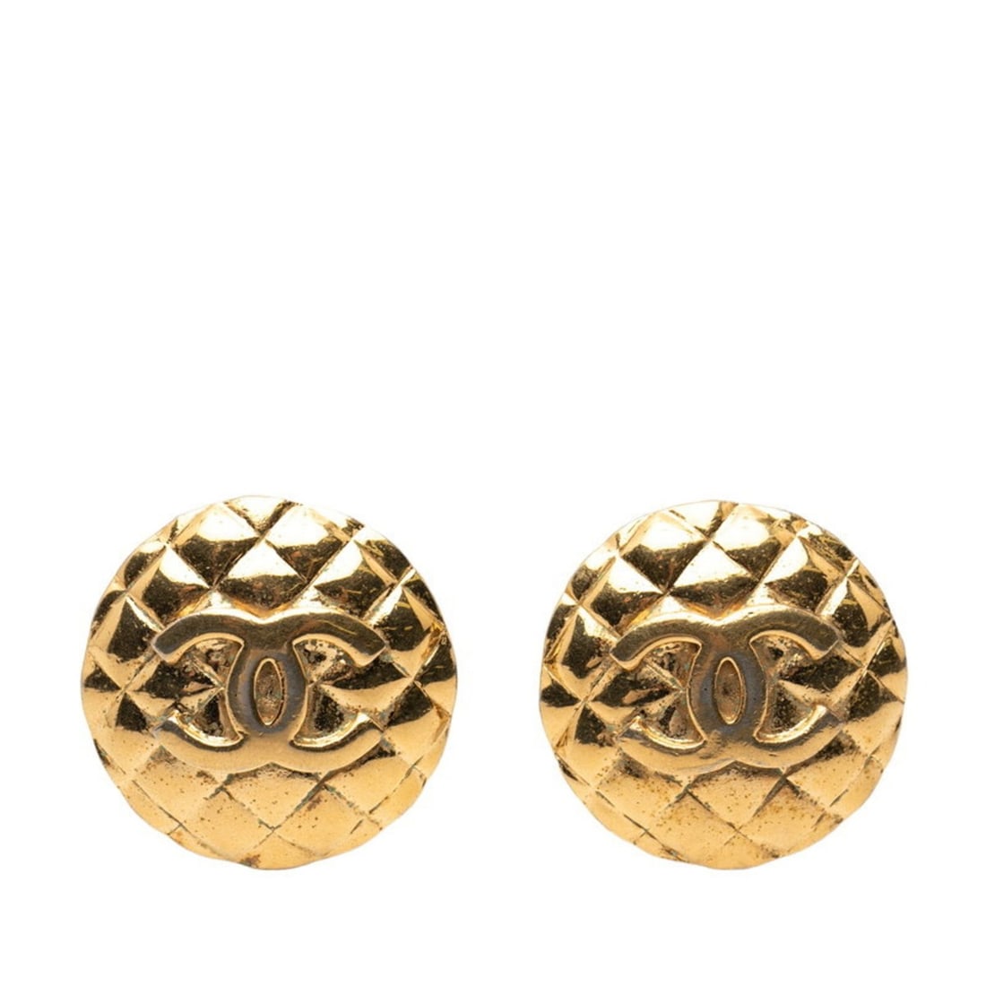 CHANEL Coco Mark Matelasse Vintage Earrings, Gold Plated, Women's: --- Catalog ---Category: SizeSize (HxWxD): 35.70mm x 35.70mm / 1.41'' x 1.41''Category: DesignType: Clip earringsColor: GoldGender: WomenCategory: GeneralBrand: Chanel--- Item List ---Section: Conditi