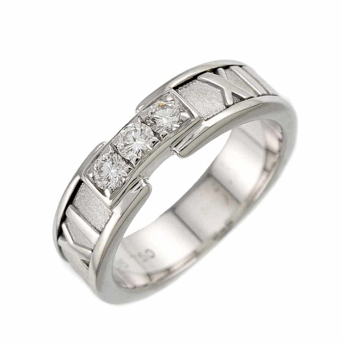 Tiffany & Co. Atlas Diamond Ring, size 10, 18K White Gold (WG) 750: --- Catalog ---Category: SizeJP Size: 10US Size: 5.5Category: DesignType: Band ringStone: DiamondGender: WomenMaterial: White gold (18K)Category: GeneralBrand: Tiffany--- Item List ---Section:
