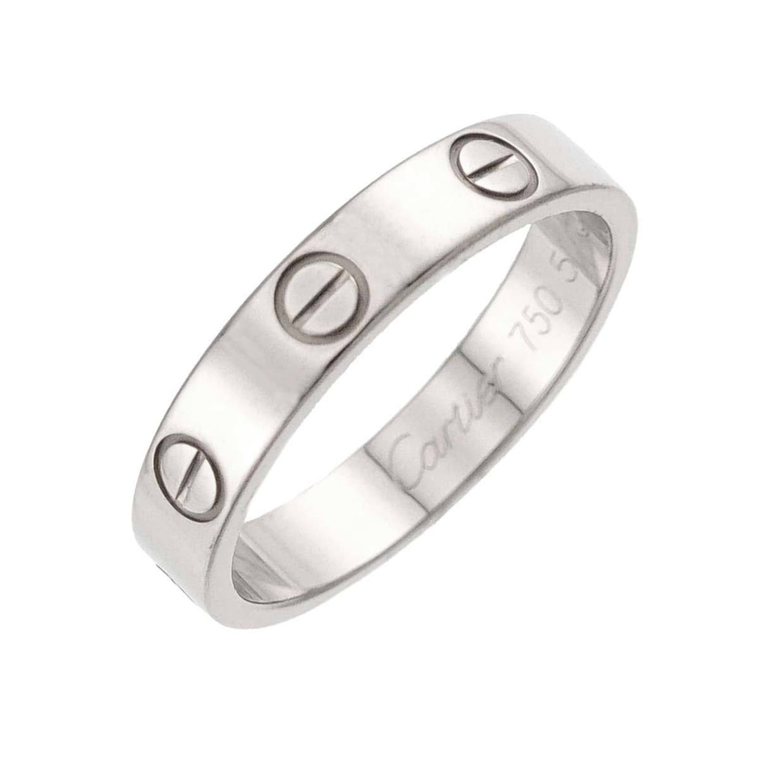 Cartier Mini Love #51 Ring in 18K White Gold (750): --- Catalog ---Category: SizeUS Size: 6Brand Size: 51Category: DesignType: Band ringGender: WomenMaterial: White gold (18K)Category: GeneralBrand: Cartier--- Item List ---Section: ConditionRanking: Ra