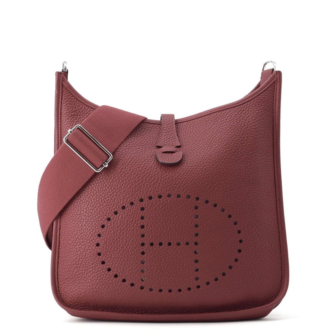 Hermes Hermès Evelyne 3 PM Shoulder Bag, Rouge H/Clemence Leather, X Stamp: --- Catalog ---Category: SizeWeight: 670g / 1.47lb.Size (HxWxD): 29cm x 29cm x 8cm / 11.41'' x 11.41'' x 3.14''Strap Length: 92cm - 134cm / 36.22'' - 52.75''Category: DesignType: Shoulder bagColor: Ro