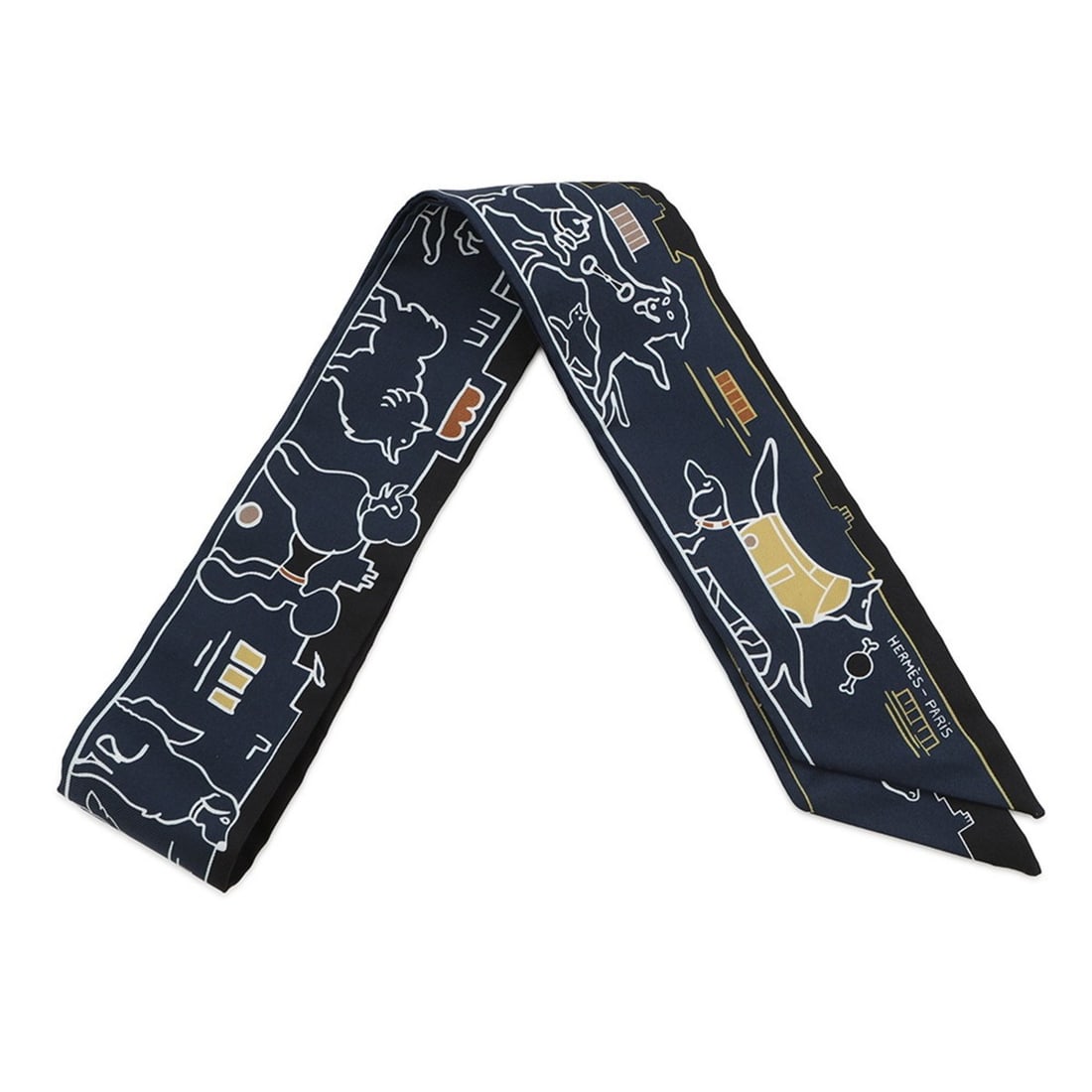 Hermès Les Chiens Parisiens Silk Scarf/Shawl/Muffler Twilly HERMES 2024: --- Catalog ---Category: SizeSize (LxW): 5cm x 86cm / 1.96'' x 33.85''Category: DesignType: ScarfColor: WhiteGender: WomenSeason: Spring/summerMaterial: Silk 100%Category: GeneralLine: TwillyBrand: He