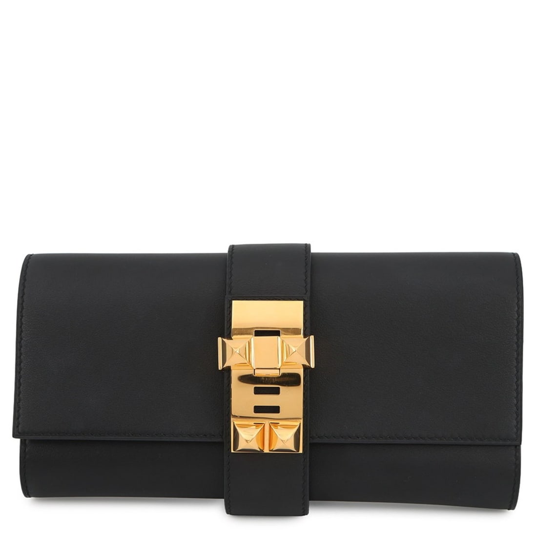 Hermes Hermès Pochette Medor Black/Swift X Stamped Bag Black: --- Catalog ---Category: SizeWeight: 270g / 9.52oz.Size (HxWxD): 12cm x 23cm x 3.5cm / 4.72'' x 9.05'' x 1.37''Category: DesignType: Pochette, PouchColor: BlackGender: WomenClosure: FlapMaterial: Swif