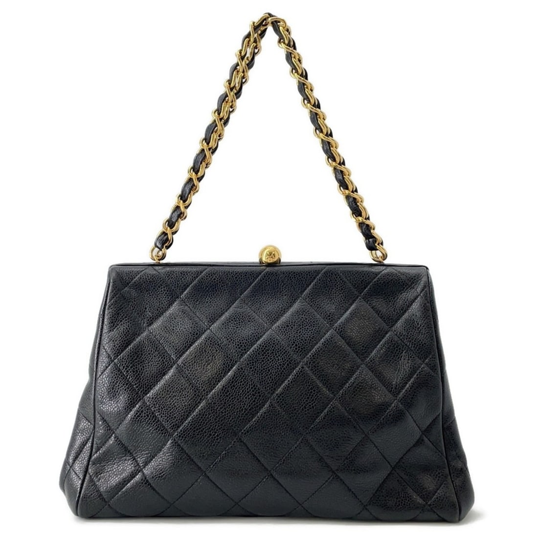 Chanel handbag, chain shoulder bag, Coco mark, Matelasse, caviar skin, CHANEL, black: --- Catalog ---Category: SizeSize (HxWxD): 19cm x 32cm x 10cm / 7.48'' x 12.59'' x 3.93''Category: DesignType: HandbagColor: BlackGender: WomenClosure: Ball claspMaterial: Grained Calfskin Hardware Co