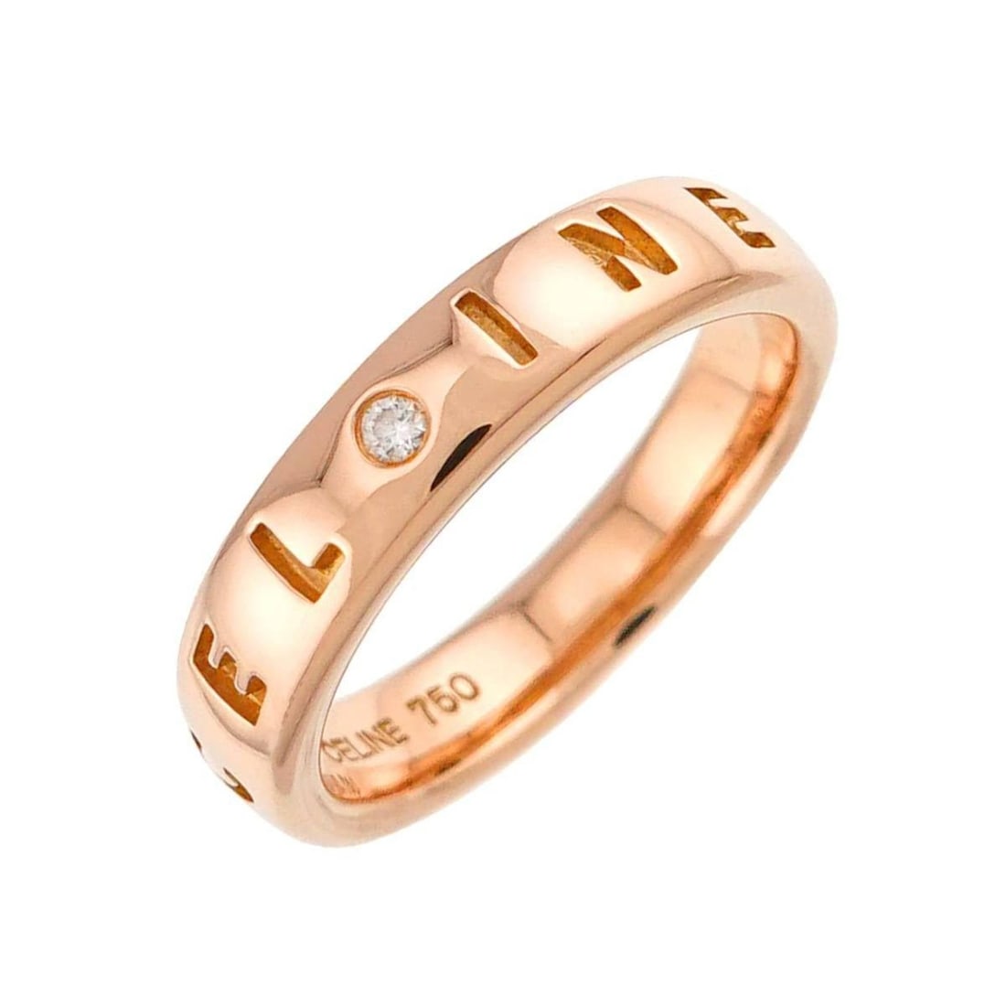 Celine Diamond Ring, Size 11, 18K PG Pink Gold 750: --- Catalog ---Category: SizeJP Size: 11US Size: 6Category: DesignType: Band ringStone: DiamondGender: WomenMaterial: Pink gold (18K)Category: GeneralBrand: Celine--- Item List ---Section: ConditionRa