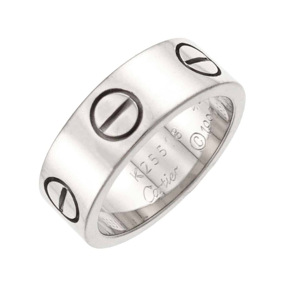 Cartier Love #45 Ring in 18K White Gold (750): --- Catalog ---Category: SizeUS Size: 3.5Brand Size: 45Category: DesignType: Band ringGender: WomenMaterial: White gold (18K)Category: GeneralBrand: Cartier--- Item List ---Section: ConditionRanking: