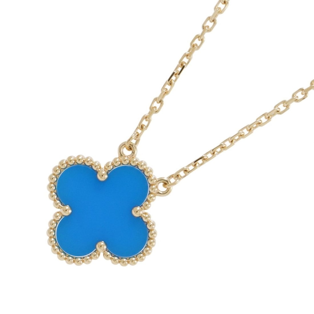 Van Cleef & Arpels Alhambra Pendant Necklace with Blue Agate and 18K Yellow Gold (VCARP9SY00) (1 of 12)