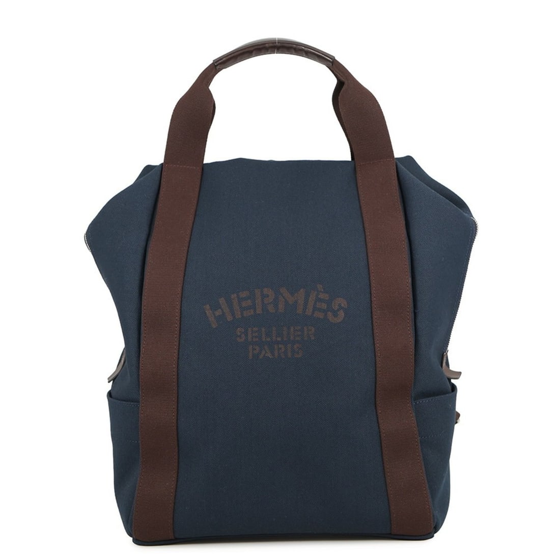 Hermes Hermès Sac de Pansage Groom Backpack in Navy/Fu/Toile Chevron/Canvas (1 of 18)