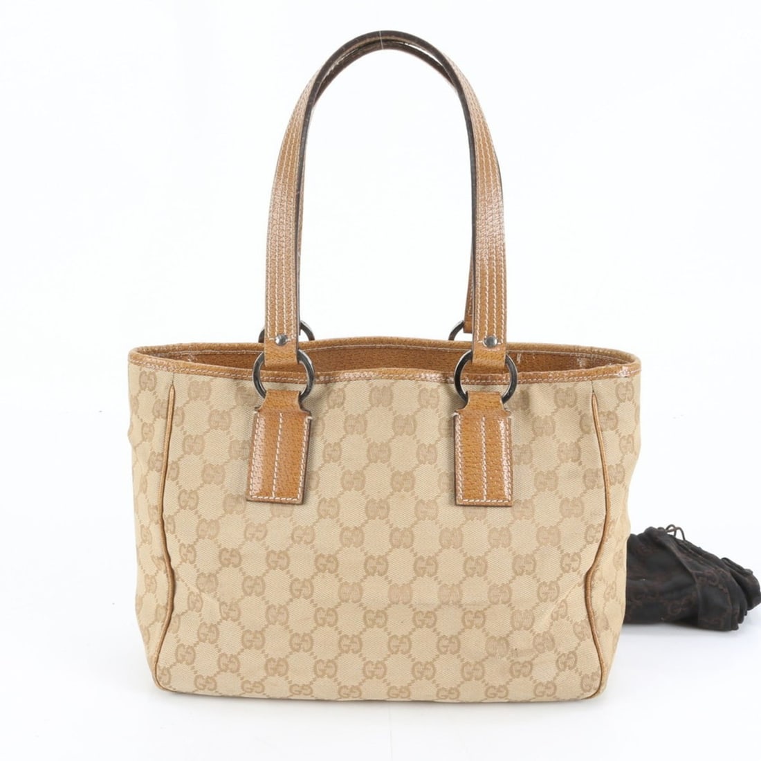 Gucci GG Canvas 113019 Leather Tote Bag Shoulder Handbag Brown Women's (1 of 16)