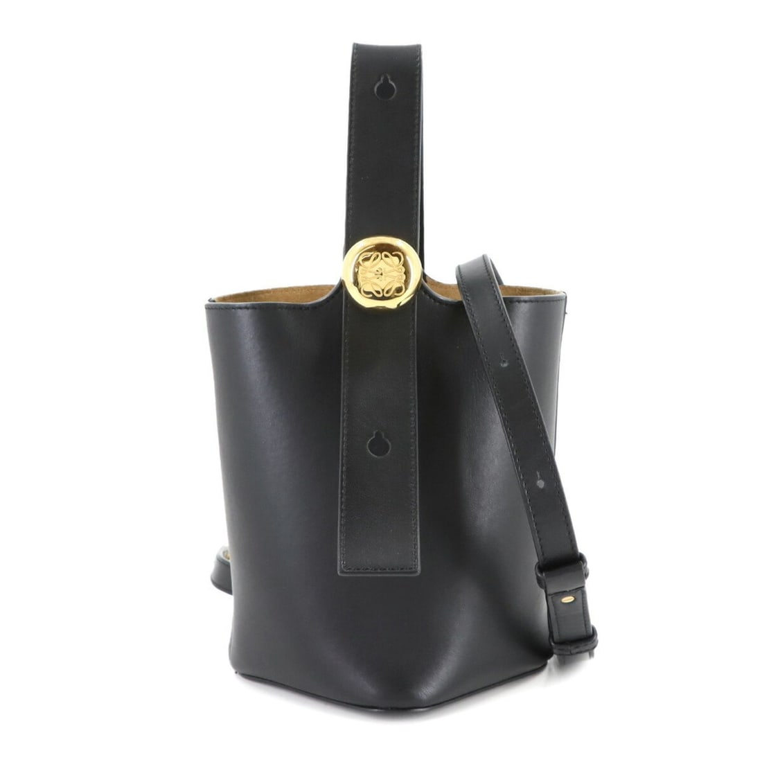 LOEWE Pebble Bucket Bag, Mini, 2-way, Hand/Shoulder Black Leather with Gold Hardware, AANBBBMX01 (1 of 17)