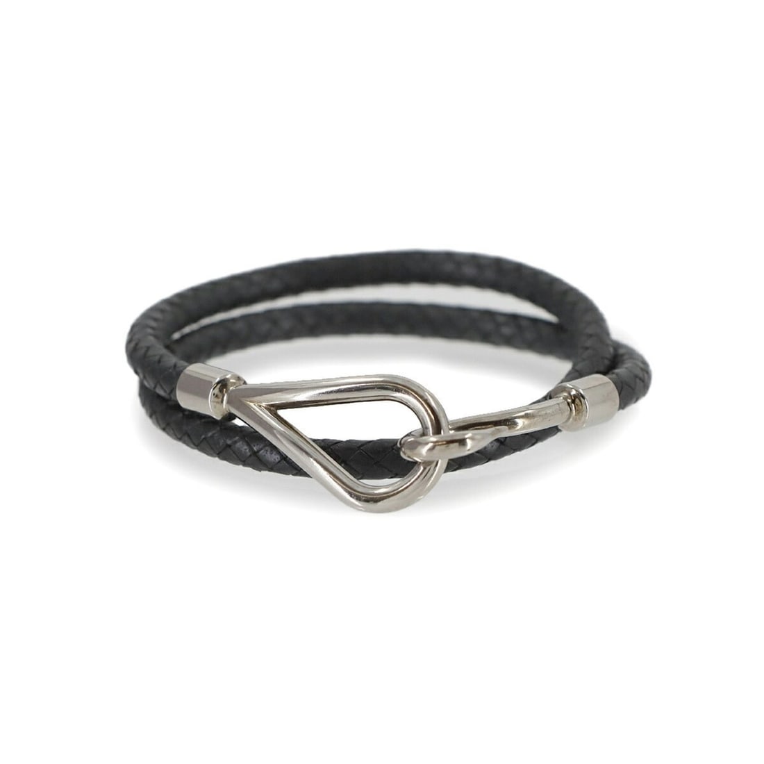 Hermes Hermès Jumbo Bracelet in Black Leather with Silver Hardware (1 of 17)