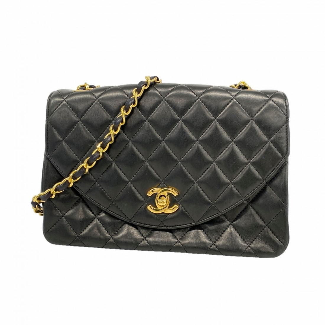 Chanel Matelasse Shoulder Bag with Chain, Lambskin, Black, Women's, P2305233 (1 of 14)