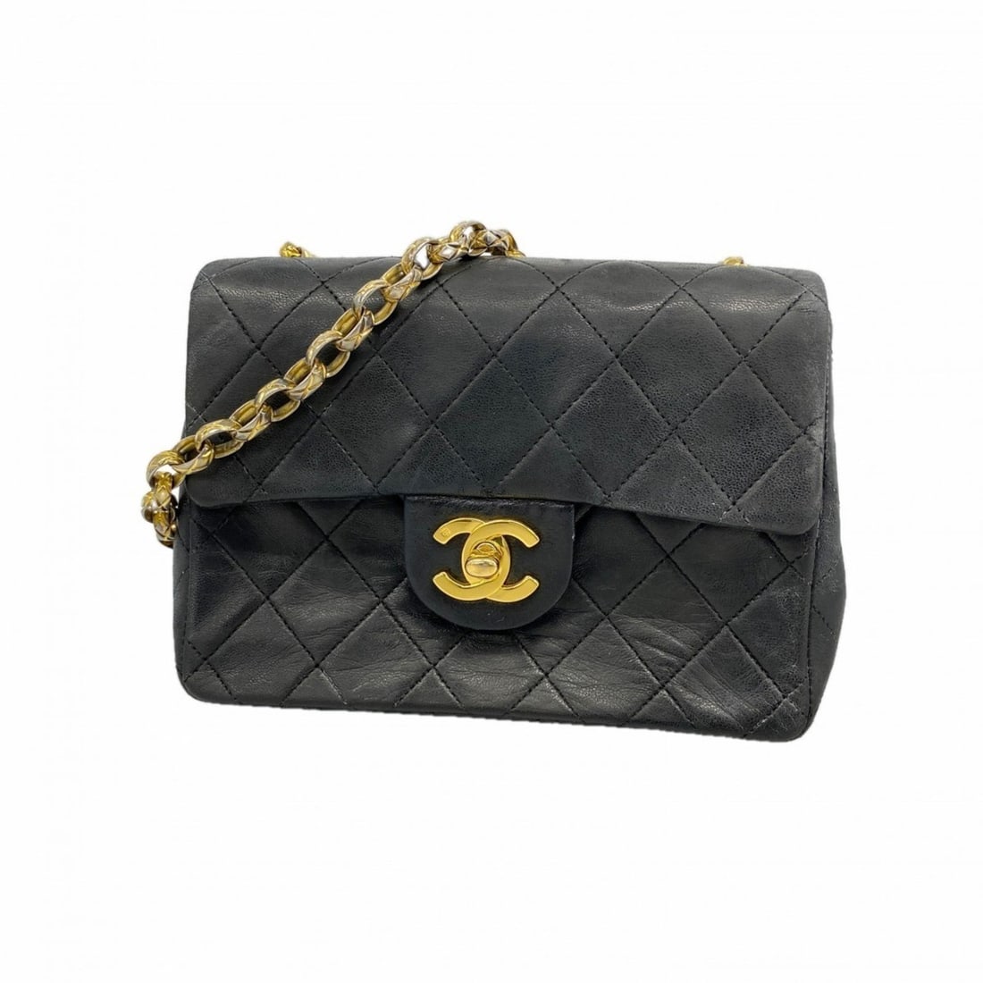 Chanel Mini Matelasse Shoulder Bag with Chain Bag, Lambskin, Black, Women's, P2284132 (1 of 16)