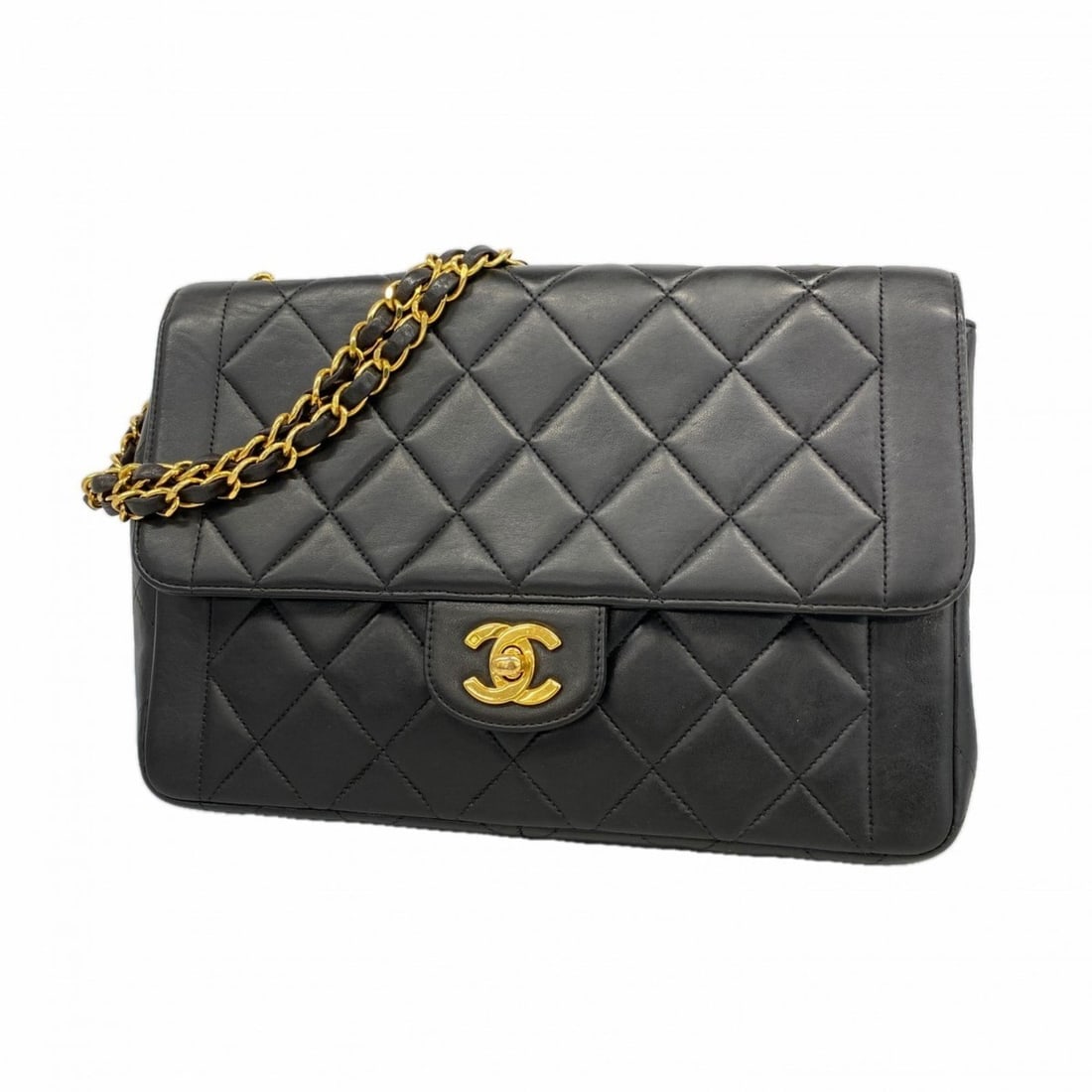 Chanel Shoulder Bag Matelasse W Chain Lambskin Black Women's P2283248 (1 of 15)