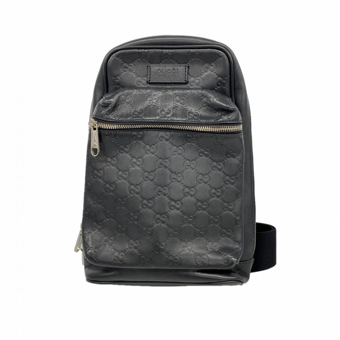 Gucci Guccissima 523234 Leather Body Bag, Black, Men's, P2268366 (1 of 14)