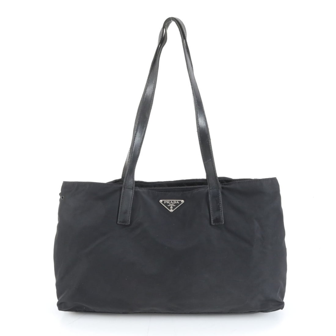 Prada Tessuto Nylon Triangle Logo Leather Tote Bag Shoulder Black Women's (1 of 16)