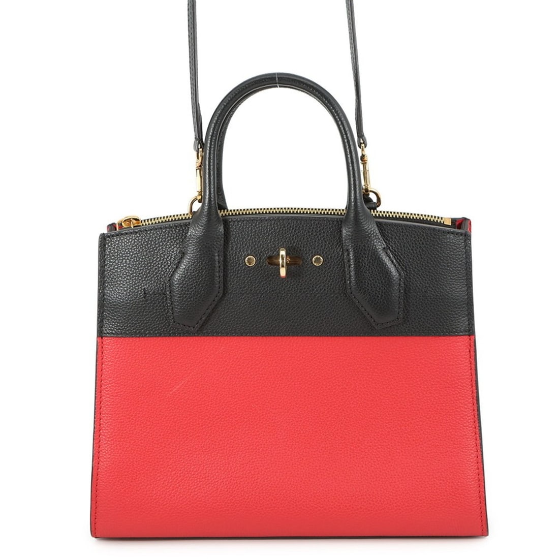 Louis Vuitton City Steamer Leather PM Handbag M54868, 2-way shoulder bag: --- Catalog ---Category: SizeSize (HxWxD): 22cm x 26.5cm x 12.5cm / 8.66'' x 10.43'' x 4.92''Category: DesignType: Handbag, Shoulder bagColor: Noir, RougeGender: WomenMaterial: Leather Category: