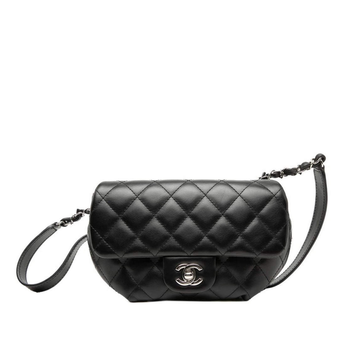 CHANEL Coco Mark Matelasse Waist Bag/Belt Bag in Black Lambskin for Women: --- Catalog ---Category: SizeSize (HxWxD): 15cm x 23cm x 3cm / 5.9'' x 9.05'' x 1.18''Category: DesignType: Fanny packColor: BlackGender: WomenMaterial: Leather Leather/Fur Type: LambskinCategory: Gen