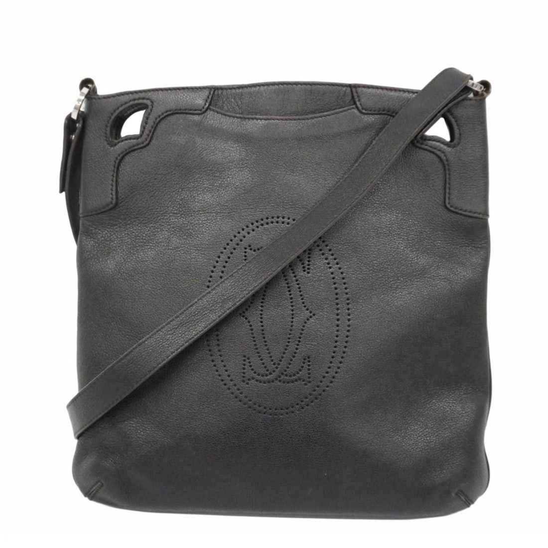 Cartier Must Shoulder Bag Leather Black Men's Women's: --- Catalog ---Category: SizeSize (HxWxD): 36cm x 36cm x 4cm / 14.17'' x 14.17'' x 1.57''Category: DesignType: Shoulder bagColor: BlackGender: Men,WomenMaterial: Leather Hardware Color: SilverCategory
