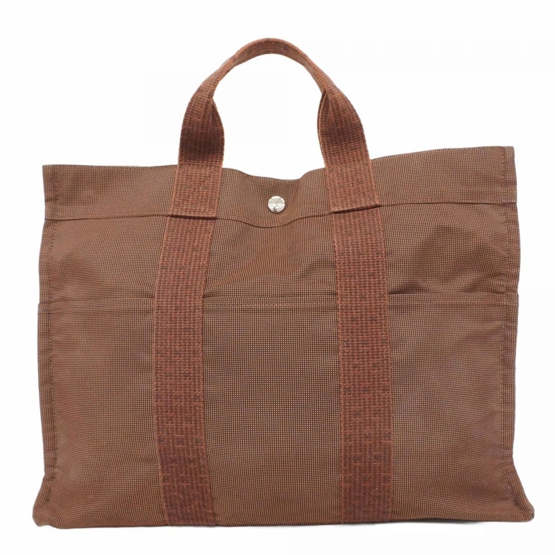 Hermes Hermès Air Line MM Tote Bag, Brown Canvas, Men's and Women's: --- Catalog ---Category: SizeSize (HxWxD): 32cm x 42cm x 10cm / 12.59'' x 16.53'' x 3.93''Category: DesignType: Tote bagColor: BrownGender: Men,WomenMaterial: Canvas Hardware Color: SilverCategory: Ge