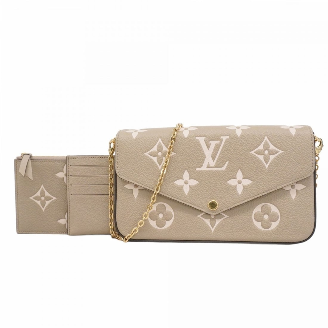 Louis Vuitton Monogram Empreinte Two-Tone Pochette Felicie M82610 Tourterelle Creme Women's (1 of 11)