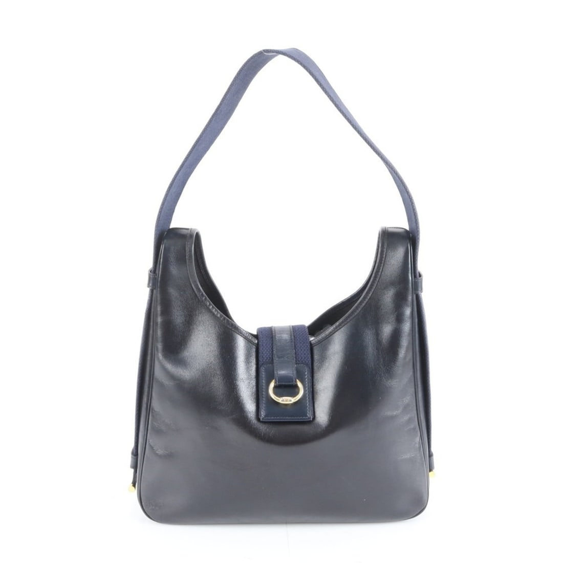 Hermes Hermès ?I engraved Saco leather one-shoulder bag handbag navy women's (1 of 20)