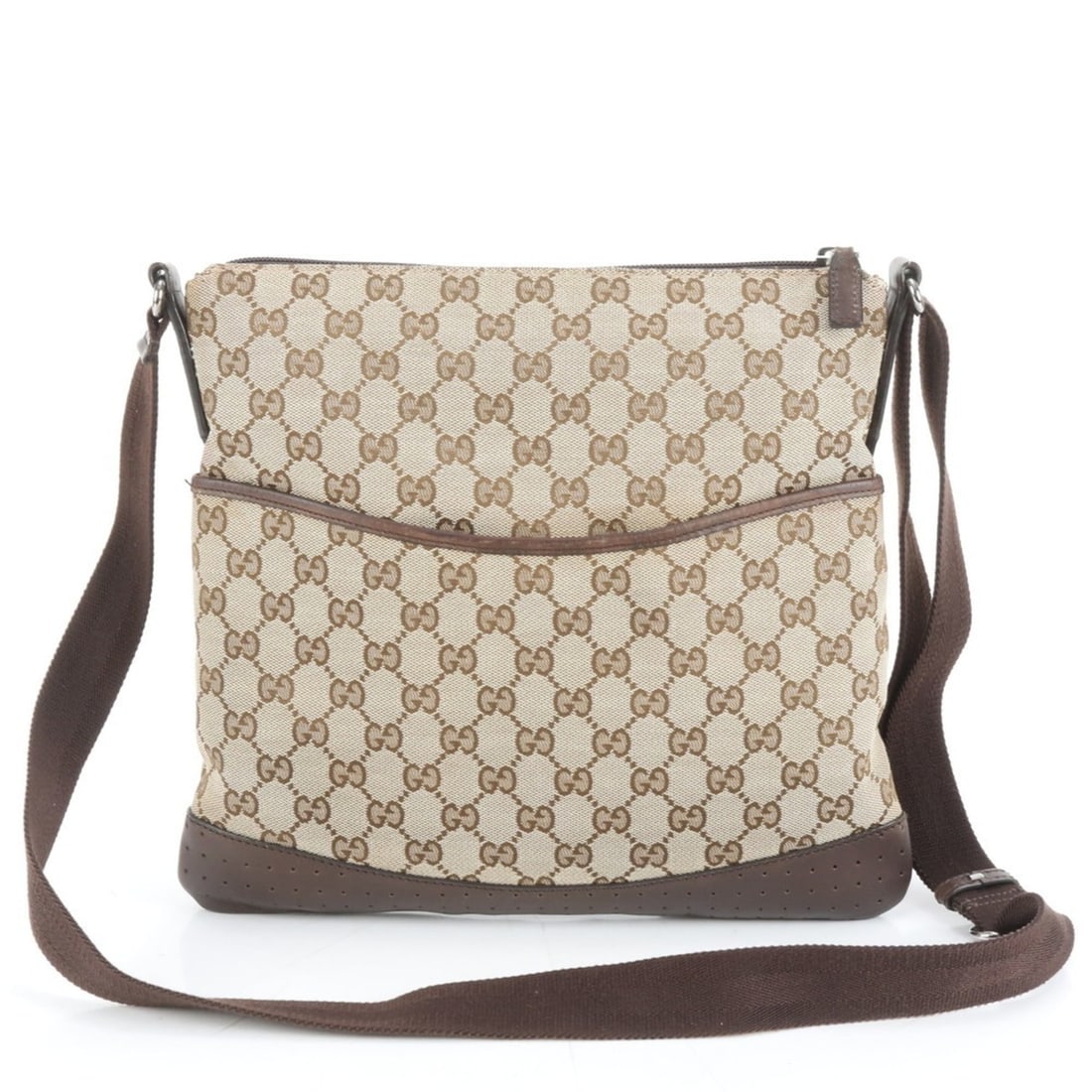 Gucci GG Canvas 145857 Leather Shoulder Bag Messenger Brown Men's: --- Catalog ---Category: SizeSize (HxWxD): 28cm x 29cm x 1cm / 11.02'' x 11.41'' x 0.39''Category: DesignType: Shoulder bagColor: BrownGender: MenMaterial: Leather , Canvas Category: GeneralMPN: 14585