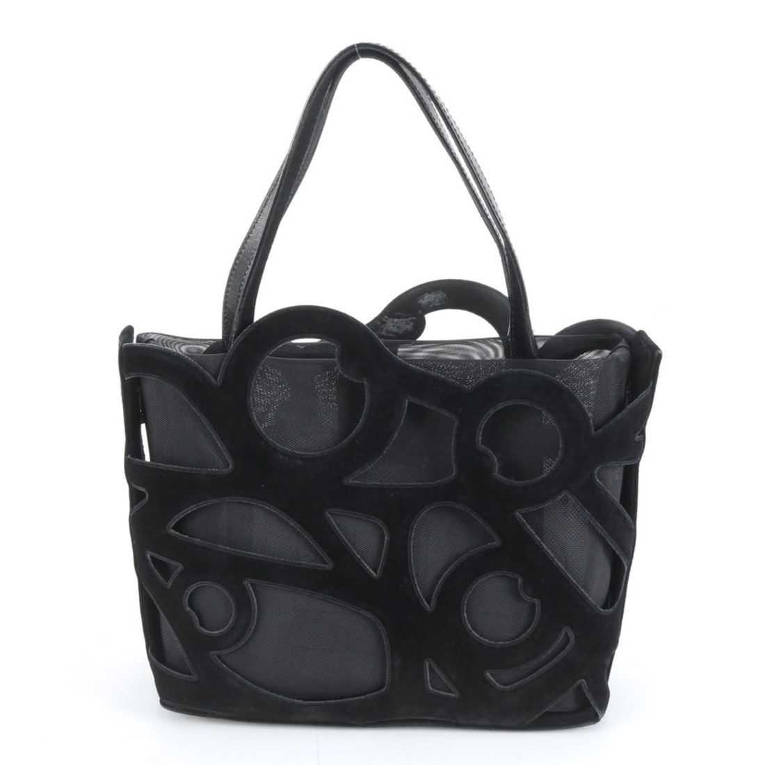 Salvatore Ferragamo mesh leather tote bag, shoulder handbag, black, women's: --- Catalog ---Category: SizeSize (HxWxD): 18cm x 22cm x 9cm / 7.08'' x 8.66'' x 3.54''Handle Length: 32cm / 12.59''Category: DesignType: Handbag, Shoulder bag, Tote bagColor: BlackGender: WomenMateri