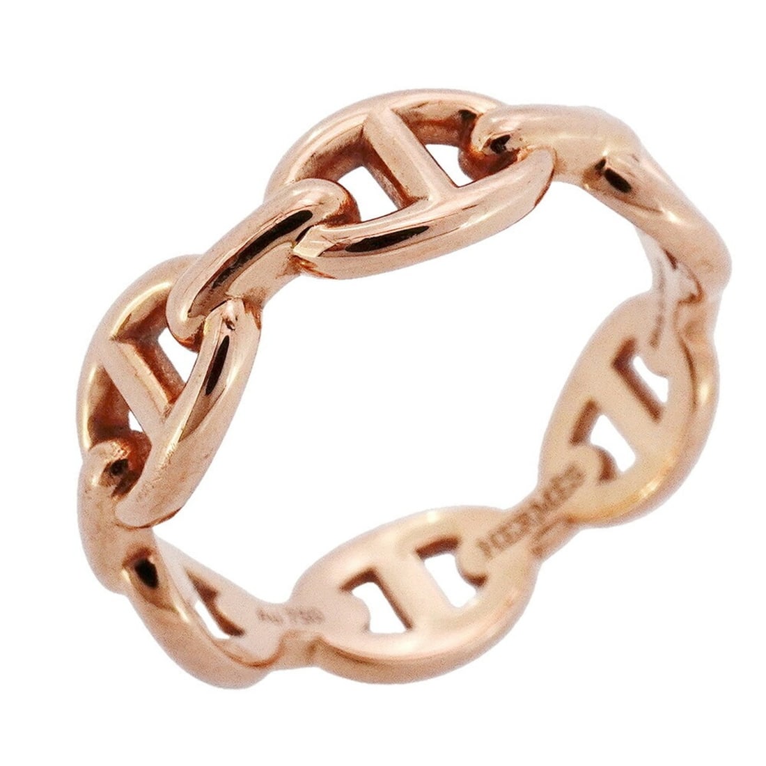 Hermes Hermès Enchaine Chaine d'Ancre Ring, 18KPG Pink Gold, #53, Women's (1 of 10)