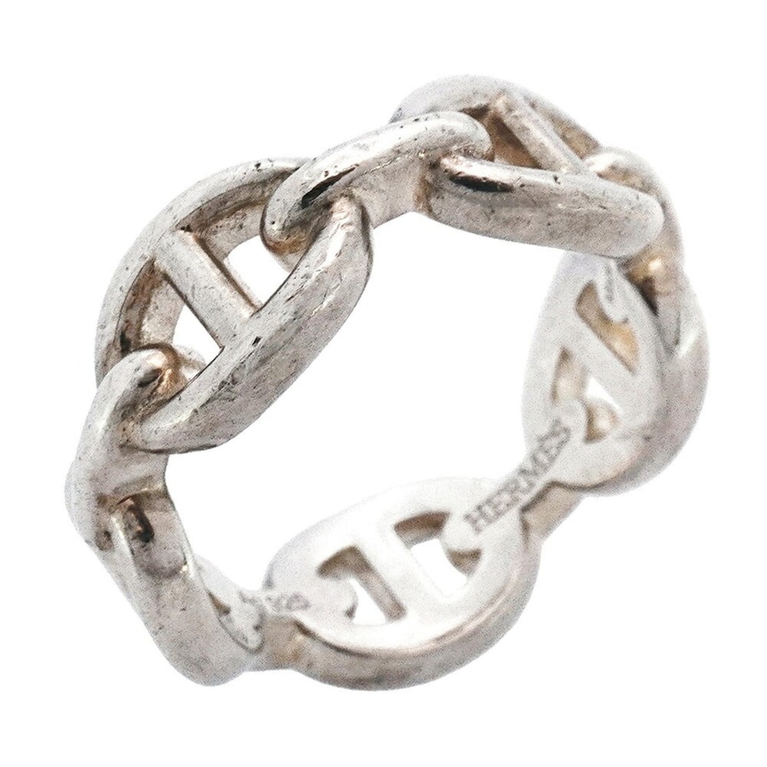 Hermes Ancienne Chaine d'Ancre Ring, Silver 925, #51, Women's (1 of 10)