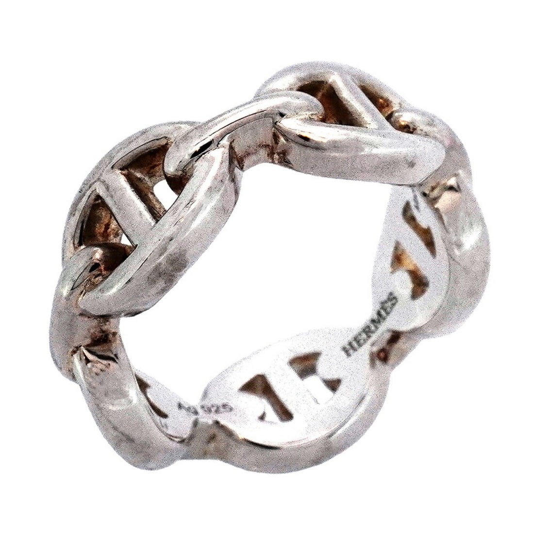 Hermes Ancienne Chaine d'Ancre Ring, Silver 925, #48, Women's (1 of 9)