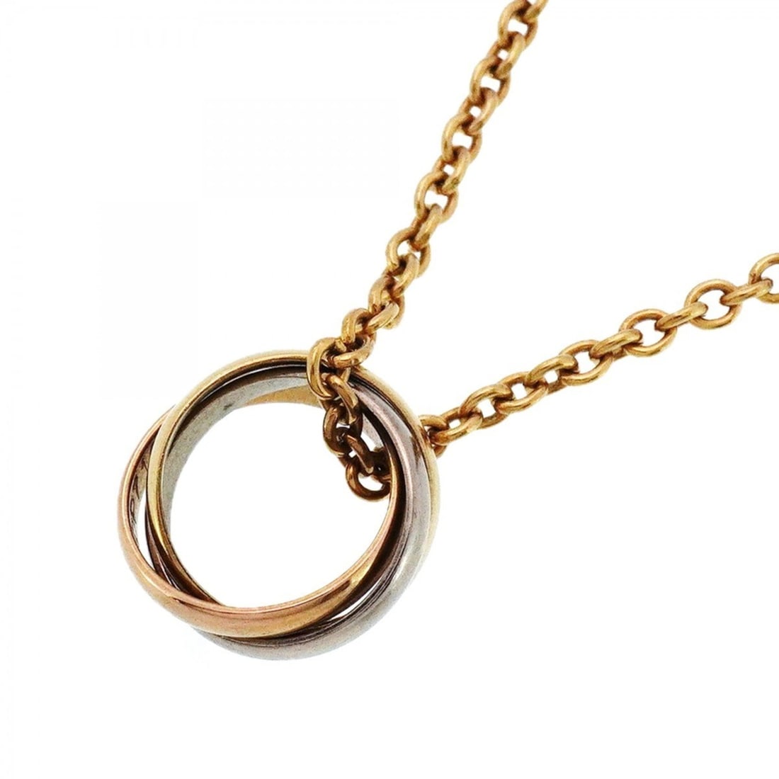 Cartier Baby Trinity Necklace in 18K Yellow Gold, 18KWG White and 18KPG Pink Gold for Women: --- Catalog ---Category: SizePendant Size: 12.7mm x 12.5mm / 0.49'' x 0.49''Neck Circumference: 44 cm / 17.32''Category: DesignGender: WomenMaterial: Pink gold (18K), White gold (18K), Yellow gold (18