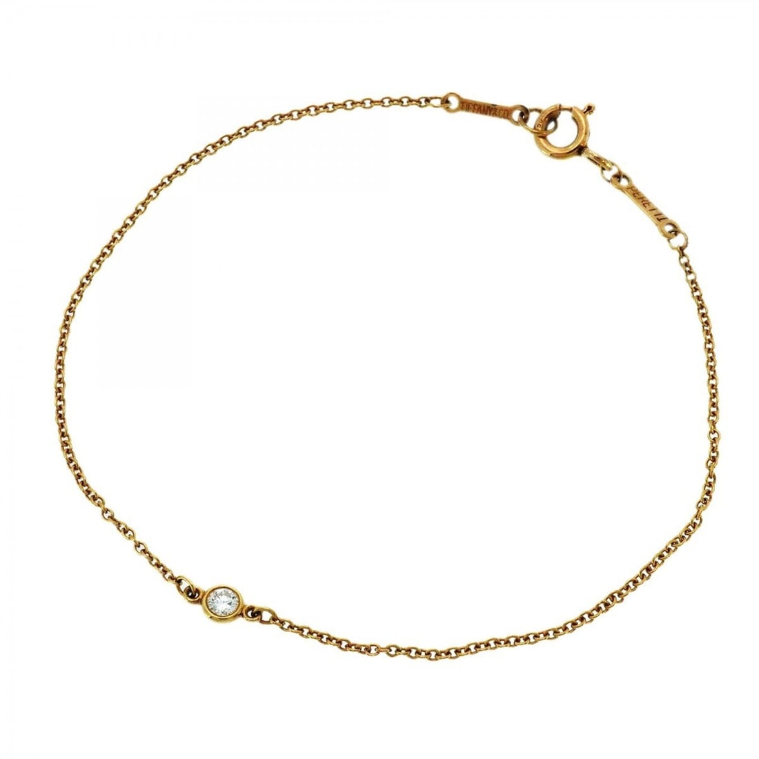 Tiffany Bracelet By the Yard 1PD 18KYG Yellow Gold Diamond Women's (1 of 10)
