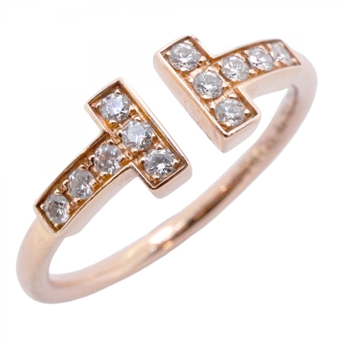 Tiffany T-wire ring in 18K pink gold with diamonds, size 9, for women: --- Catalog ---Category: SizeJP Size: 9US Size: 5Category: DesignType: Band ringStone: DiamondGender: WomenMaterial: Pink gold (18K)Category: GeneralBrand: Tiffany--- Item List ---Section: ConditionRa