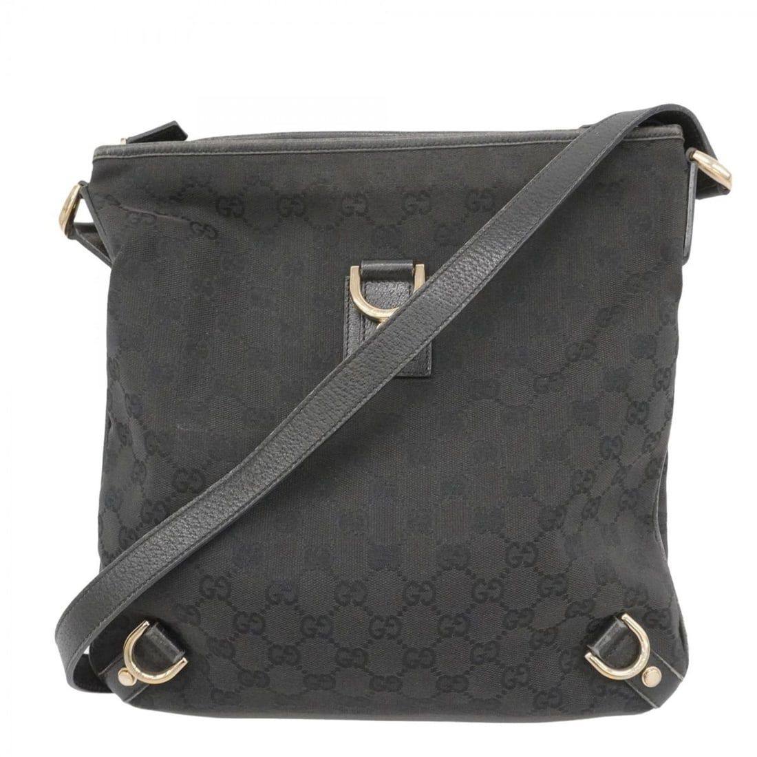 Gucci GG Canvas Abbey Shoulder Bag 131326 Black Champagne Women's (1 of 17)