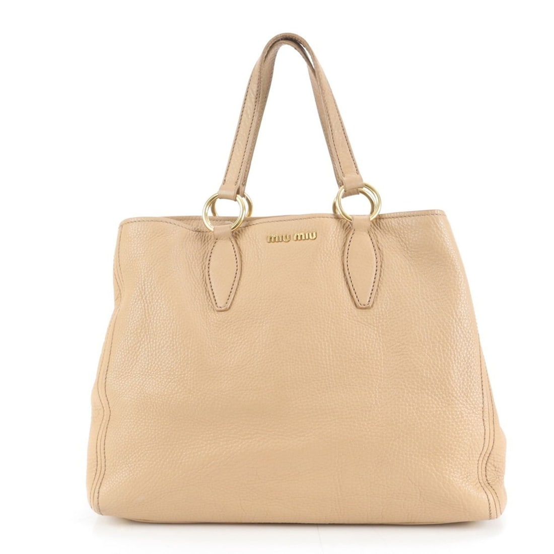 Miu Miu Miu Vitello Carib beige leather tote bag, shoulder and handbag for women.: --- Catalog ---Category: SizeSize (HxWxD): 31cm x 39cm x 14cm / 12.2'' x 15.35'' x 5.51''Handle Length: 45cm / 17.71''Category: DesignType: Handbag, Shoulder bag, Tote bagColor: BeigeGender: WomenMate