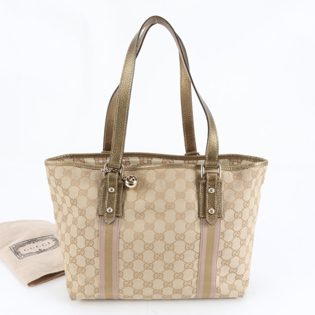 Gucci Canvas 137396 Leather Tote Bag Shoulder Handbag Beige Women's (1 of 11)