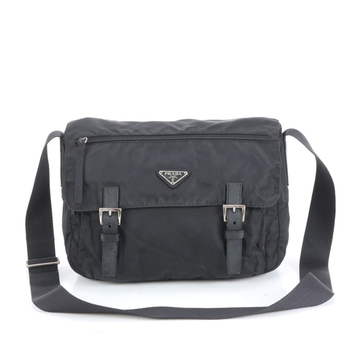 Prada Tessuto Nylon Triangle Logo Shoulder Bag Messenger Black Men's (1 of 16)