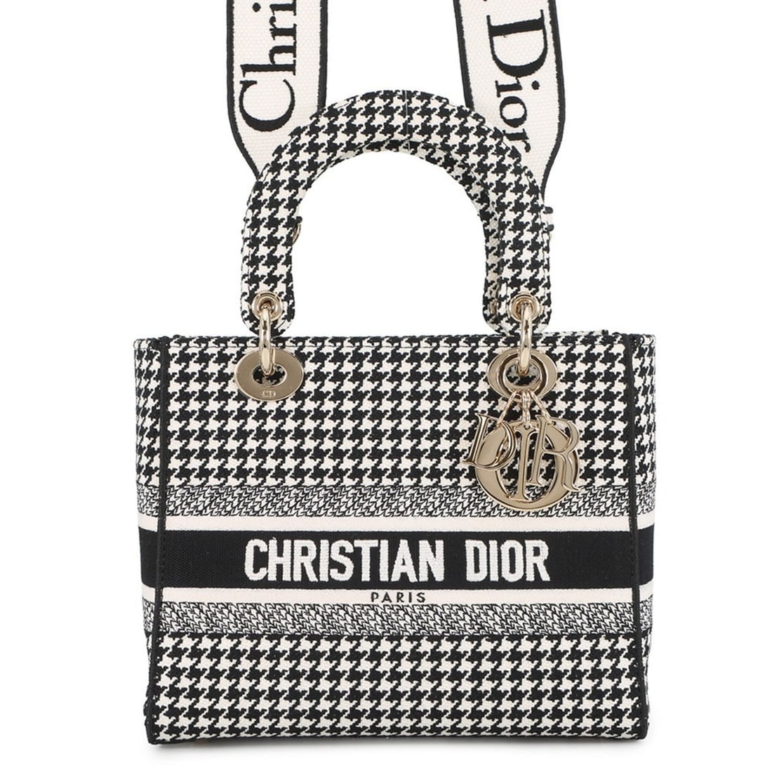 Christian Dior Dior Lady D-Lite Houndstooth Medium Canvas Handbag M0565ONGE 2-Way White/Black: --- Catalog ---Category: SizeSize (HxWxD): 19.5cm x 23.5cm x 11cm / 7.67'' x 9.25'' x 4.33''Category: DesignType: HandbagColor: Black, WhiteGender: WomenMaterial: Canvas Category: GeneralMPN: M0565OZA