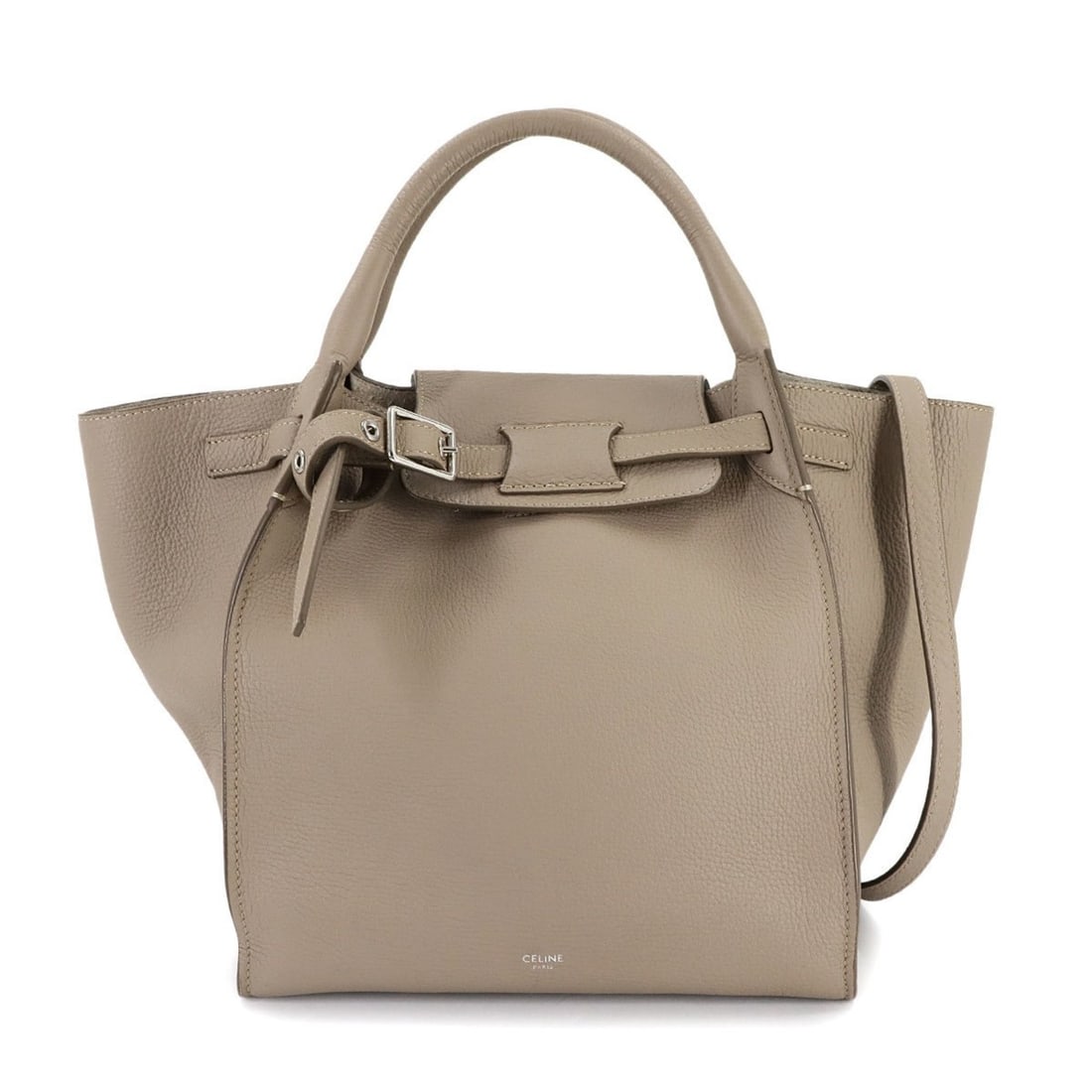 Celine Big Bag Small with Long Strap, 2-Way Hand/Shoulder Bag, Beige Leather, 189313: --- Catalog ---Category: SizeSize (HxWxD): 25cm x 21.5cm / 9.84'' x 8.46''Category: DesignType: Handbag, Shoulder bagColor: BeigeGender: WomenMaterial: Leather Category: GeneralBrand: Celine--- Item L