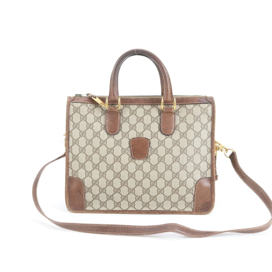 Gucci GG Supreme Leather 2-Way Shoulder Bag/Messenger/Tote Bag Brown Men's: --- Catalog ---Category: SizeSize (HxWxD): 25cm x 31cm x 16cm / 9.84'' x 12.2'' x 6.29''Category: DesignType: Shoulder bag, Tote bagColor: BrownGender: MenMaterial: Leather , Coated canvas Category: