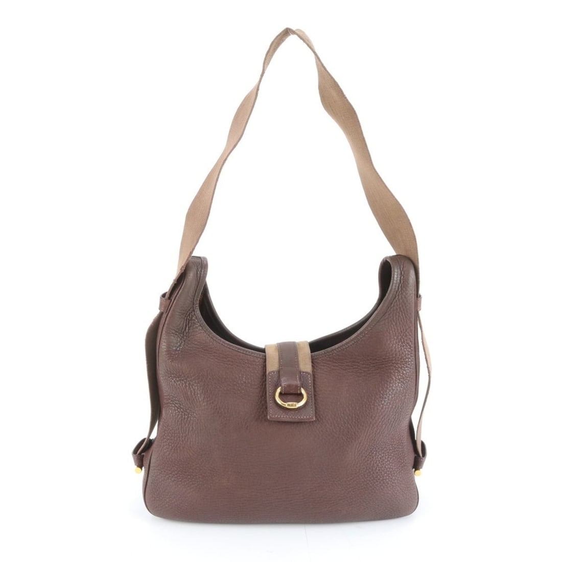 Hermes Hermès Saco Leather One-Shoulder Bag Handbag Brown Women's (1 of 9)