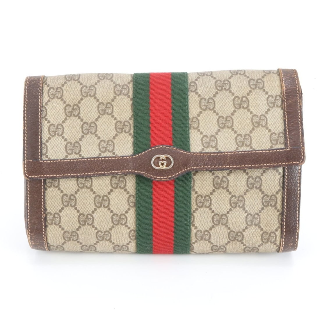 Gucci Old GG Supreme Sherry Line Leather Second Bag Clutch Pouch Men's (1 of 11)