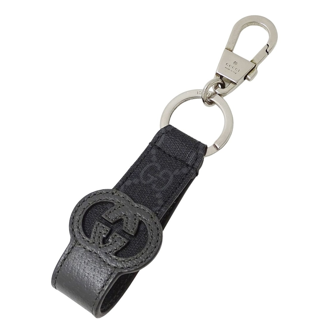 Gucci GG Supreme Key Ring, Men's, Black/Grey, 701432, Black, Keychain, Accessory, Bag Charm: --- Catalog ---Category: SizeSize (HxWxD): 16cm x 4cm / 6.29'' x 1.57''Category: DesignType: KeyringColor: Black, GrayGender: MenCategory: GeneralMPN: 701432Brand: GucciCountry of Origin: Italy--- Ite
