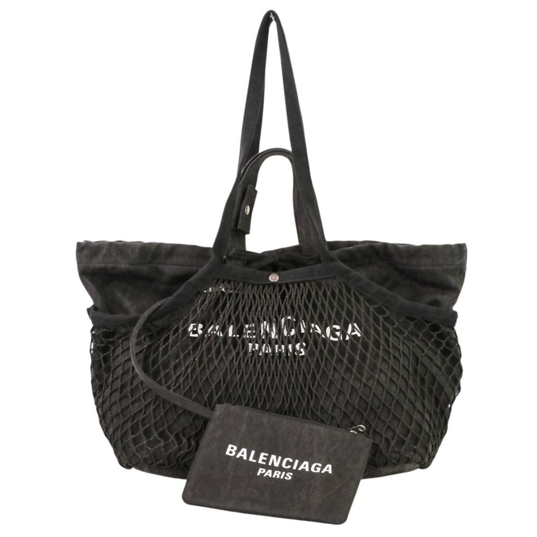Excellent condition BALENCIAGA 24/7 mesh washed tote bag, size M, 791809, black, women's, Luxs, used: --- Catalog ---Category: SizeSize (HxWxD): 30cm x 39cm x 22cm / 11.81'' x 15.35'' x 8.66''Category: DesignType: Tote bagColor: BlackGender: WomenCategory: GeneralBrand: Balenciaga--- Item List ---Sect