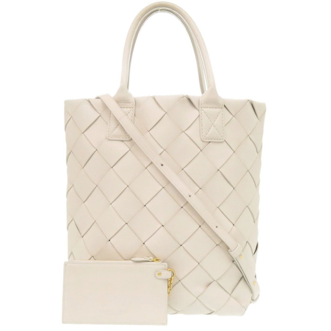 Excellent condition Bottega Veneta 2-way Maxi Intrecciato Lambskin Ivory Tote Bag, White,: --- Catalog ---Category: SizeSize (HxWxD): 35cm x 27cm x 13cm / 13.77'' x 10.62'' x 5.11''Strap Length: 70cm - 90cm / 27.55'' - 35.43''Handle Length: 39cm / 15.35''Category: DesignType: Pouch, Tote ba