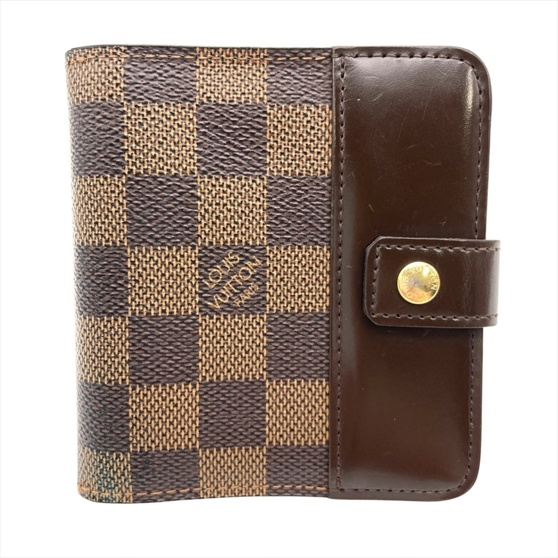 Louis Vuitton Compact Zip Bifold Wallet Damier Ebene N61668 Brown with Gold Hardware CA4028 Women's: --- Catalog ---Category: SizeSize (HxWxD): 11cm x 10cm x 2cm / 4.33'' x 3.93'' x 0.78''Category: DesignType: Wallet (bi-fold)Color: Brown, Damier Canvas, EbeneGender: WomenMaterial: Damier Canvas Inne